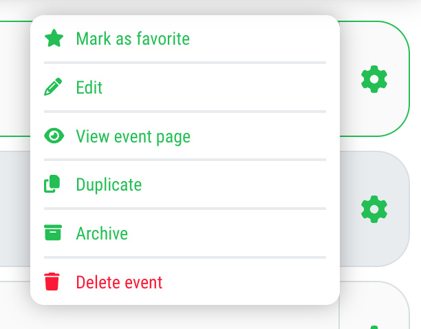 Manage events - 