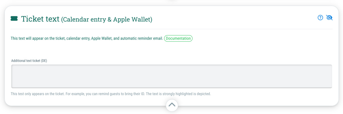 Ticket Text - For further important information for your guests