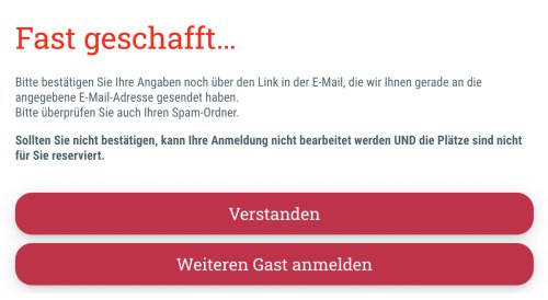 Beispiel: So sieht der Button zum Anmelden eines weiteren Gastes aus