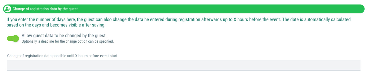 Change of registration data by the guest - Pro subscription and higher