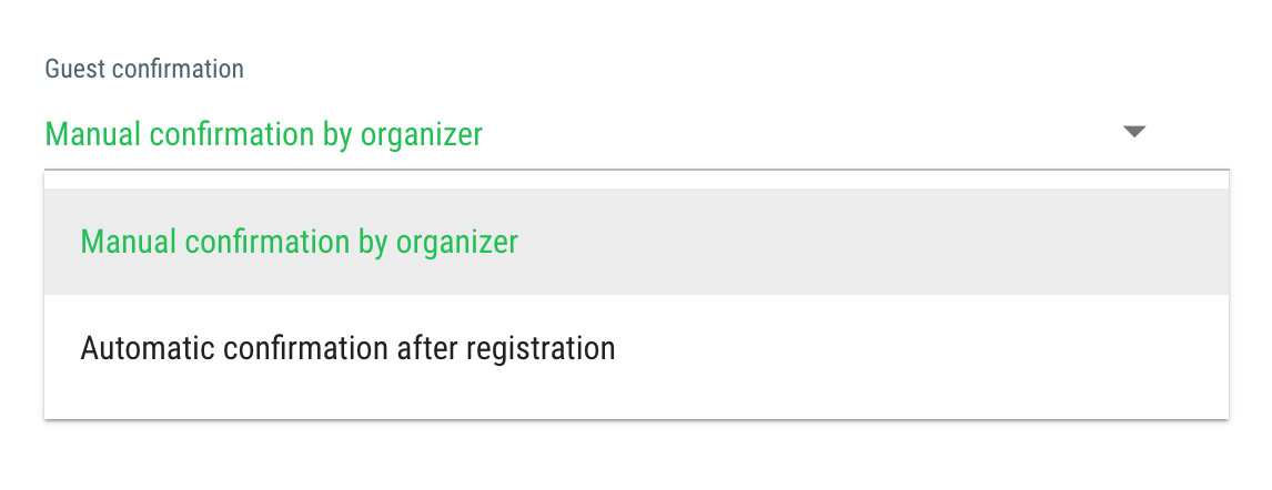 Guest confirmation - Should the guests be confirmed automatically or manually?