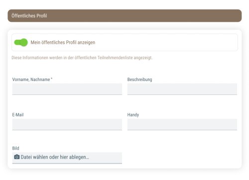 This is how the guests are gonna see the input fields for the public profile in the registration form